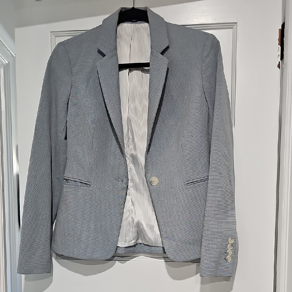 Express Blue and Gray Slim-Fit Blazer And Skirt Size 2